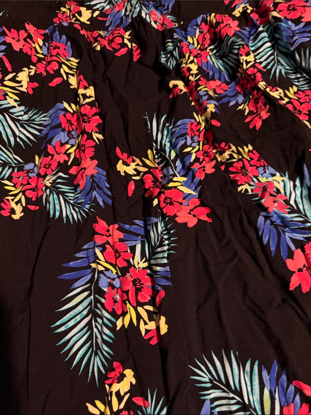 torrid Black Tropical Floral Midi Dress with Blue & Red Accents - Picture 2 of 7